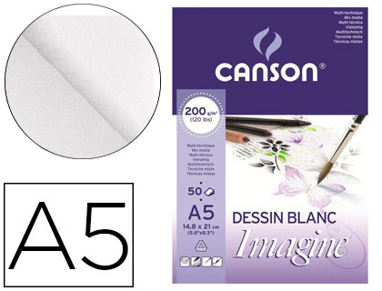 Bloc dibujo Canson Imagine A5 encolado 50h 200g/m²